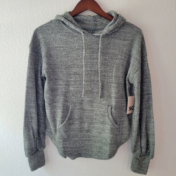 SO Balloon Sleeve Cozy Green Hoodie Size Small NWT Fall Winter - Picture 2 of 9